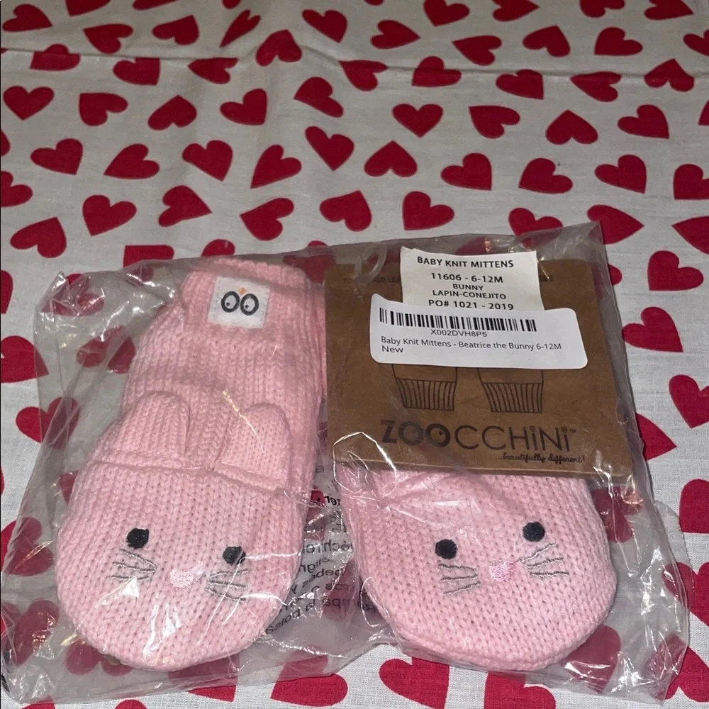 4/$10🌻🌻Zoocchini Pink Bunny Baby Mittens (6-12)(nwt)